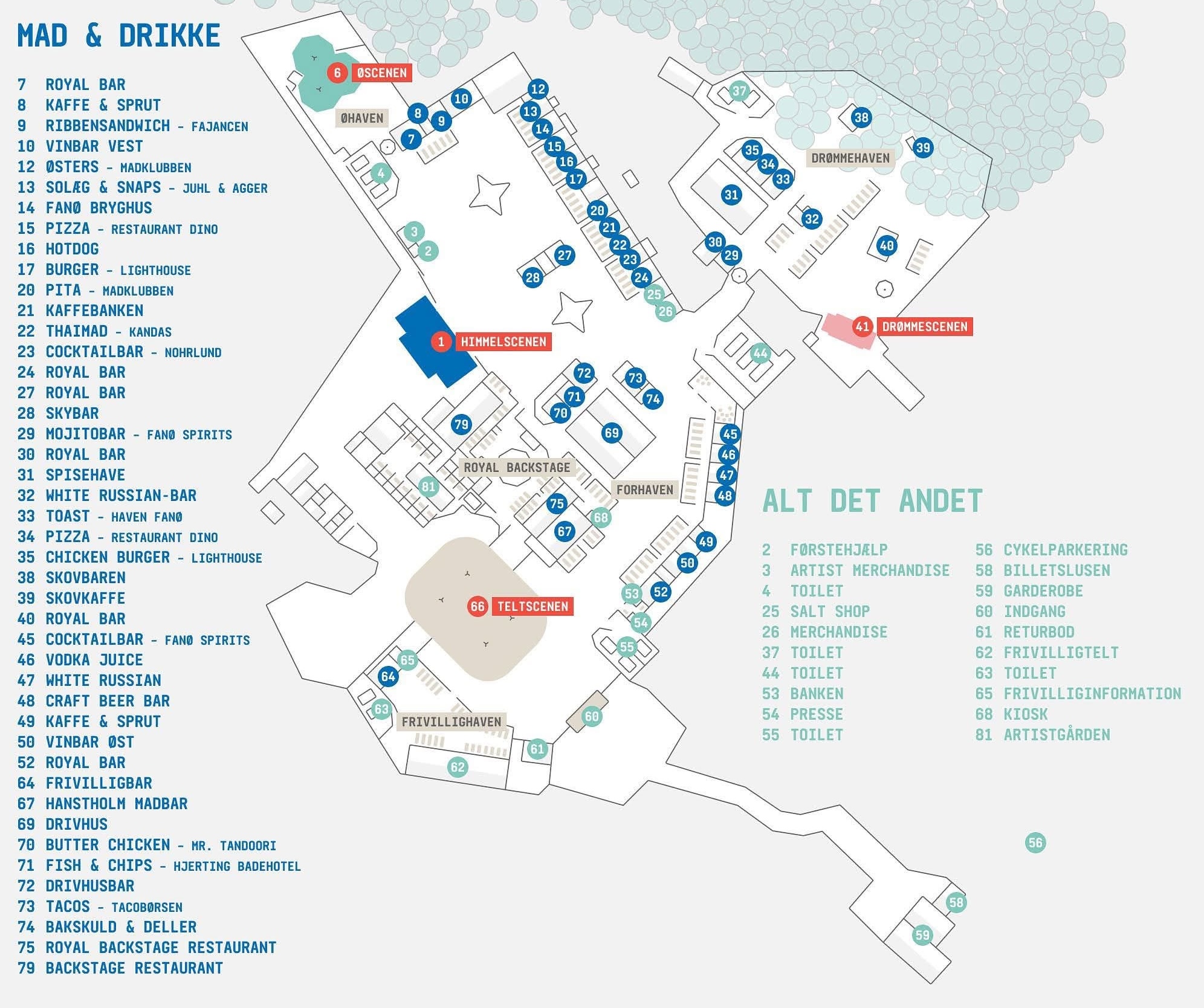 Kort over Vesterland festivalpladsen